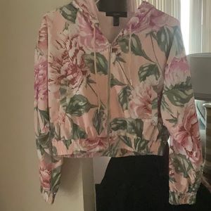 Forever 21 Floral Long Sleeve Hoodie Jacket
